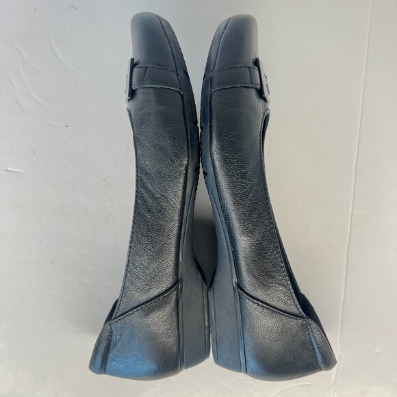 Sz 7.5 Clarks Blanche West Black Leather Buckle Embellishment Flats Women's Shoe - Picture 8 of 15